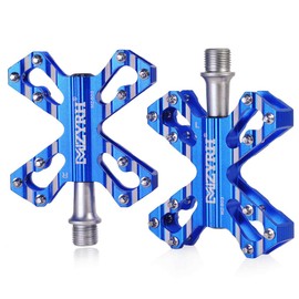 ThinkTop 3 Bearings Bicycle Pedal Axle 9/16" Ultra Lightweight Aluminum Alloy Lubricant High Strength Road Bike MTB Mountain Bike Blue (Blue)