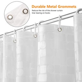 LEMON CLOUD Shower Curtain Anti-Mould with Weight Magnet Bottom, 183 x 183 cm Waterproof Antibacterial PEVA Curtain for Shower and Bathtub with 12 White Shower Curtain Rings 3D Geometric