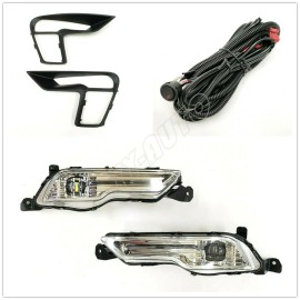YY-AUTO Fit 2018 2019 Ford Explorer LED Clear Fog Lights Kit Switch Wiring Harness Bezel