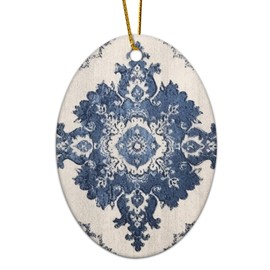 Madcolitote Blue Navy Chinoiserie Christmas Decorations for Tree Personalized Christmas Ornaments 2024 Ceramics Souvenir Xmas Tree Pendant Winter Holiday New Year Party Decor 3 Inch