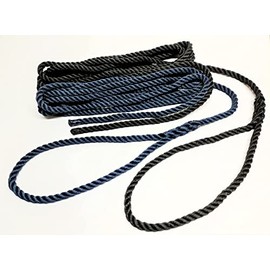 12mm 14mm FLOATING MOORING LINES ROPE SOFT EYE SPLICED 3 strand Navy and Black (Black, 14mm 6mt)