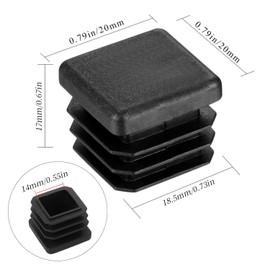 YEYIT 24Pcs Square Plastic End Caps (20mmx20mm) Black Inner Plugs Square Ribbed Tube Anti-Slip Mat Tube Caps Insert Pipe Plugs For Tables Desks Chairs Bed Furniture Foot Plug Steel Pipe Cover