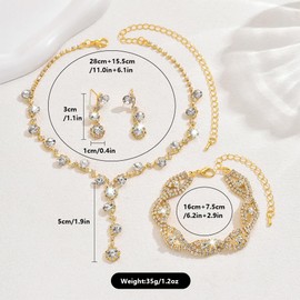 FFWTPY Set of 3 Jewellery Set Necklace Earring Bracelet Set Fine Craftsmanship for Wedding and Dinner Party Birthday Gift, Gemstone, No Gemstone