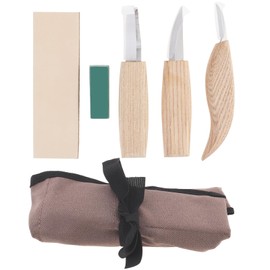 Omninmo 5pcs Wood Carving Tools Set, 5 in 1 Whittling Wood Carving Kit for Spoon Carving Woodworking with Canvas Bag