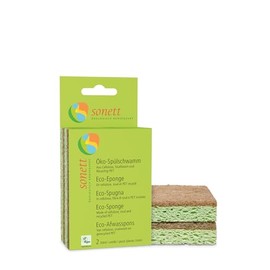 Sonett Eco Washing Up Sponge: Suitable for Sensitive Glasses, Stainless Steel and Surfaces with Lotus Effect (Pack of 2)