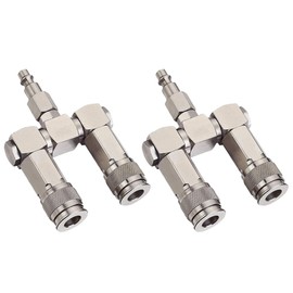 2PCS 2 Way Air Hose Splitter, 1/4inch Air Hose Connector, Air Compressor Fittings Swivel 360 Degrees Connector, 360Degrees Rotating Connector Replacement Spare Part