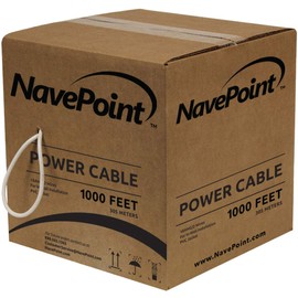 NavePoint 1000ft in Wall Power Cable Spool 18AWG 18/2 CCTV Bulk Security Camera Power CCA White