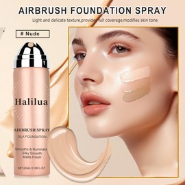 Airbrush Foundation Makeup Spray Full Coverage Foundation for Mature Skin,Long Lasting Waterproof Airbrush Setting Spray Concealer, Flawless Silky Mist Spray Makeup Kit for Women (Nude)