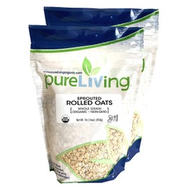 Pure Living - Organic Sprouted Rolled Oats, 2 Packs - 16 Ounce each