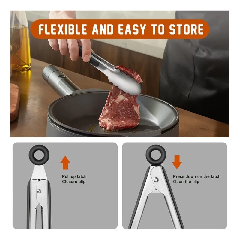 1 Alicate De Cocina De Acero Inoxidable, Pinzas Para Aliment