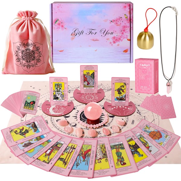 Myripoly Pink Tarot Cards Deck Set for Beginners-Classic Tarot Cards