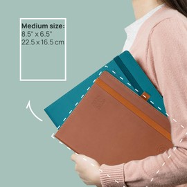 POPRUN 2025-2026 Academic Diary A5 Week to View (22x16.5 cm) Soft Cover 17 Months (Aug'25 - Dec'26) Vertical Weekly Planner 25/26 Mid Year Diary,PU Leather (Blue Green)