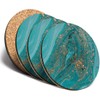 Destination Vinyl ltd 4 x Round MDF Turquoise Marble Effect