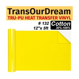 TransOurDream Matte Yellow HTV Heat Transfer Vinyl Roll for All Cutter Machines - 12'' x 5ft PU Golden Yellow Iron on Vinyl for T-Shirts - Thin and Easy to Weed
