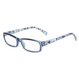 Reducblu Reading Glasses for Women - Pattern Design Readers with Spring Hinge - Blue Frame +3.00