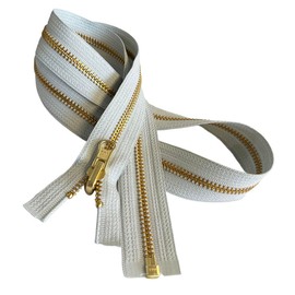 #5 Brass Metal YKK Medium Weight Inside/Outside Reversible Slide Jacket Zipper Separating (1 Zipper) - Tape Color: Pastel Blue #574W - Choose Your Length (Pastel Blue #574W, 34" Inches)