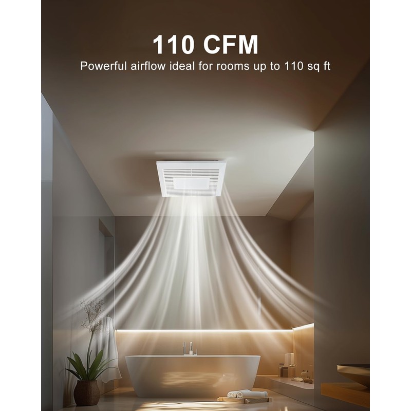 GROWNEER Bathroom Exhaust Fan with Light, 35W Exhaust Fan with