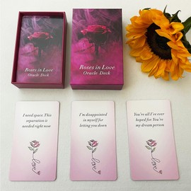 Tzxamsez Roses in Love Oracle Cards Deck, Oracle Cards for Beginners, Oracle Deck Help You delve into Your Love Life and Help You Move Towards Your Highest self.