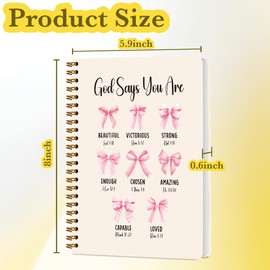 JHFDTY Coquette Pink Bow Bible Notebooks for Note Taking Prayer Journal Christian Notebook for Women Bible Gifts for Women Church Notes Journal Hardcover 160 Pages Spiral Notebooks