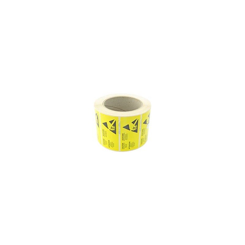 ESD Caution 38mm x 76mm Yellow Label - Pre-Printed Labels