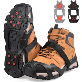 Ice Cleats Crampons Tungsten Ice Snow Grips for Shoes and Boots Men Women Anti Slip Crampons Walk Traction Cleats Ice Shoes Boots Cleats for Snow and Ice (X-Large)