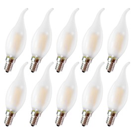 E12 LED Candelabra Light Bulbs, Frosted C35 Flame Candle LED Bulb, 40 Watt Equivalent Soft Warm White 2700K Not Dimmable for Ceiling Fan, Chandelier Light Fixture, 10 Pack