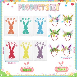 Ertyjikg 12 PCS Easter Potato Sack Race Bags with Headbands for All Ages Kids Easter Bunny Theme Party Favor,Easter Eggs Hunt Games Party Supplies Birthday Carnival Backyard Activities(6 Styles)
