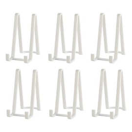 Plate Stands for Display 6 Inch - White Tabletop Easel Holder - 6 Pack for Decorative Plates, Picture Frames, Books, Tablets, Plaques - Home Office Decor