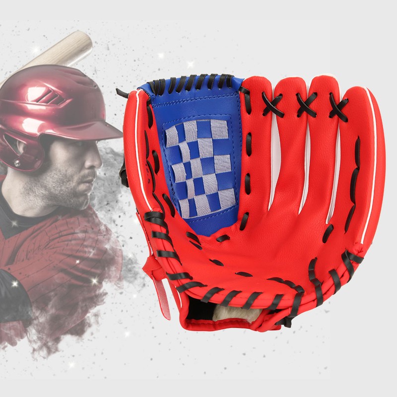 PU Leather Baseball Glove Practicing Training Competition Gloves for Children(Red