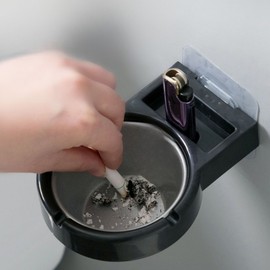Stainless Steel Household Standing Ashtray Ashtray Container Black-1P 10ea