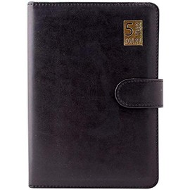 2019 5 Year Undated Leather Look A5 Week To View Padded Diary Black