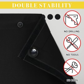 NICETOWN Blackout Shades Portable Window Nursery Curtain with Suction Cups & Sticky Strips for Travel/RV Camper, Temporary Window Cover for Kids Baby Bedroom - 45" x 78", Black, 1 Pack