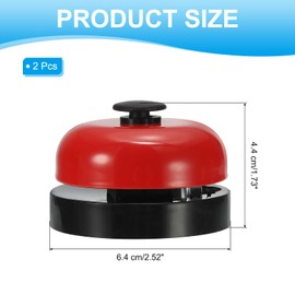 PATIKIL Desk Call Bell 2.5" Diameter,2 Pcs Dinner Desk Front Bell for Service with Metal Anti-Rust Construction for Hotel Restaurant Reception Areas Office Warehouse, Black/Red