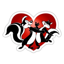 Spreadshirt Looney Tunes Pepé Le Pew Heart Sticker, 10 x 10 cm, White Matte