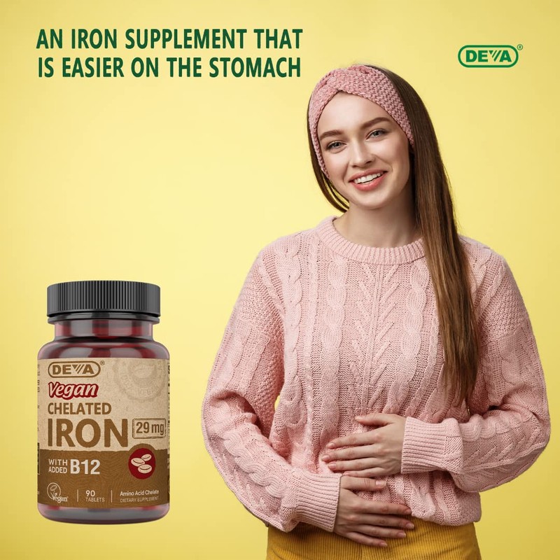 Deva Nutrition Vegan Chelated Iron 29 mg Fortified with B-12