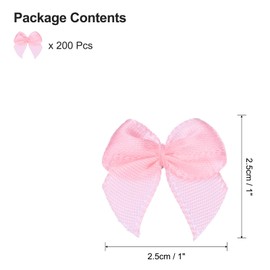 sourcing map 200pcs Mini Ribbon Bows 1 Inch Small Tiny Pink Ribbon Bows for DIY Crafts, Sewing Appliques, Hair Accessories, Gift Box Ornament, Wedding, Birthday Party Decoration