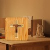 CooPark Cross Wooden Lamp, Christian Blessed LED Table Night Light,