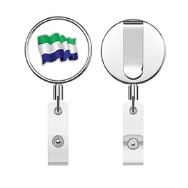 Waving Flag of Sierra Leone Round ID Badge Key Card Tag Holder Badge Retractable Reel Badge Holder with Belt Clip