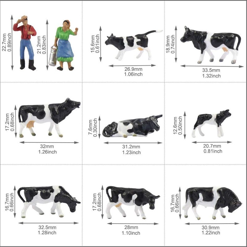 Farm Animals Figure Toys Set,AN8704 36PCS 1:87 Well Painted Model