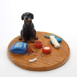 Conversation Concepts Everyday Life “A Day at Home” Collectible Doberman Black Uncropped Figurine- Adorable Lifelike Figurine- Home Desk Nursery Décor Sculpture, Statue