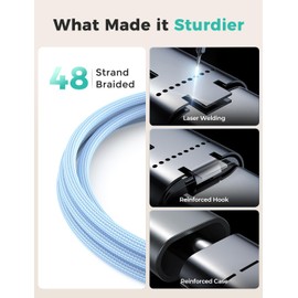 Amasuki Blue-Upgraded 3 in 2 USB C Cable for Watch Charger Phone Charger USB C Multi Fast Charging Cable Compatible with Watch Ultra/SE/10/9/8/7/6/5/4/3/2/1 & Phone 16/15/14/Galaxy S23-4FT