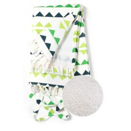 Native Fab Boho Turkish Beach Towel - Oversized 40x72 inches - 100% Cotton Absorbent Terry Towel for Bath, Spa, Pool - Sand Resistant, Thick Luxury Hammam Towels - Multi Colors - Green