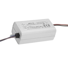 WITTKOWARE APV-12-12 IP42 Constant Voltage LED Driver (DC Power Supply), with Connection Cables, LxWxH: 77x40x30mm, Output: 12V/DC, Max. 1A (12W)