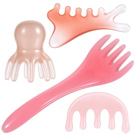 Hpmjz 4 Pcs Head Massager Scalp Comb Resin Scalp Stress Relax Tool Gua Sha Five Claw Massage Tool Manual Head Scratcher Soothing Heads Relaxation Tools for Birthday Mother's Day Father's Day Gifts