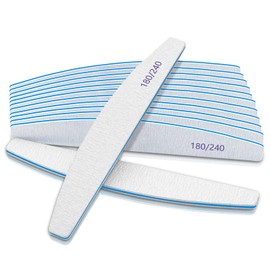 Nail File 12 PCS Professional Reusable 180/240 Grit Double Sides Washable Nail File Manicure Tools for Natural Nails and Acrylic Nails Tools Suit for Home Salon