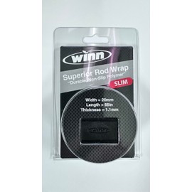 Winn Grips Fishing 66" Rod Overwrap Tape, Slim Durable Non-Slip Polymer-Black