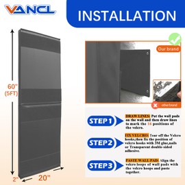 VANCL Protection Wall Pads 2" Thick Wall Padding for Gym Padding High Density Wall Pads for Behavioral Treatment Room, Waterproof Durable Basketball Wall Mats for Safety, Grey [1 Pack]