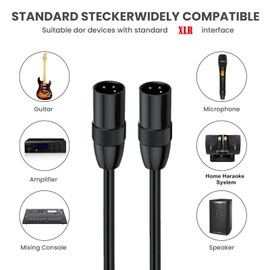 Poyiccot XLR Cable, 1.5m, XLR Male to XLR Male Cable, 3Pin XLR Microphone Cable, Balance Microphone Cable Compatible Microphones, AV Amplifiers, Speakers and Other Devices