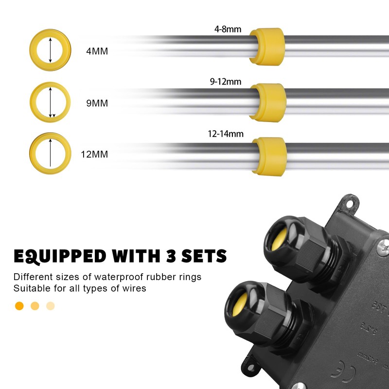 Junction Box Waterproof IP68, 5-Way Junction Box Outdoor, Surface-Mounted Cable