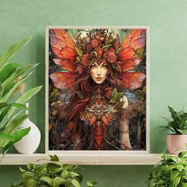 QACEYID Beautiful Woman Paint by Numbers Kits with Brushes and Acrylic Flowers Pigment on Canvas Painting for Adults, Fairy Woman Arts Crafts Project for Home Wall Decor Gifts 16x20 inch